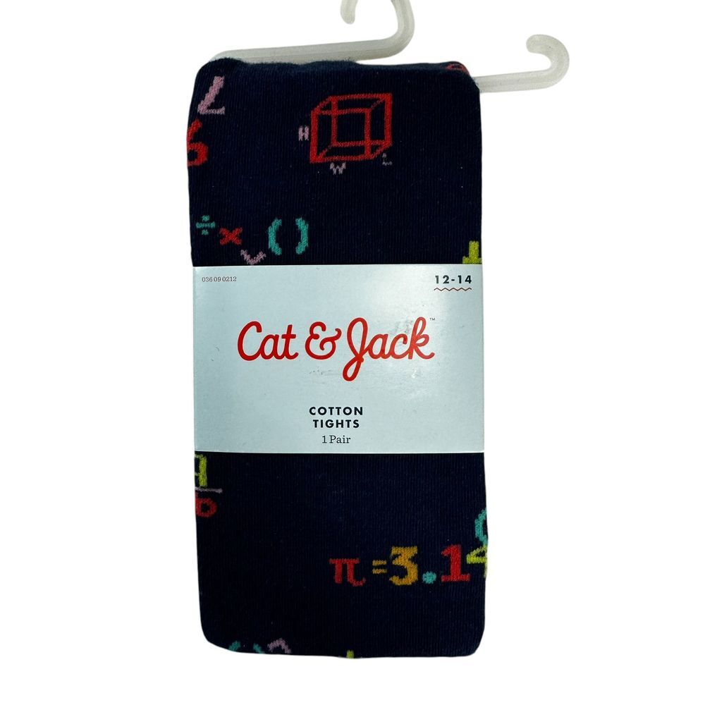 Cat and Jack Girls Cotton Tights Sz 12/14 Math Print Dress‎ Up Teacher Costume